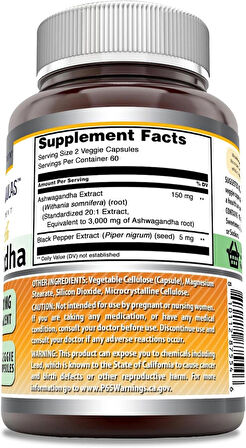 Amazing Formulas Hint Ginseng Extract Supplement | 3000 Mg Per Serving | 120 Veggie Caps