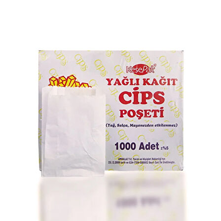 Kese Yağlı 8x12x3 Cm Cips Kese Kağıdı 1000 Adetli