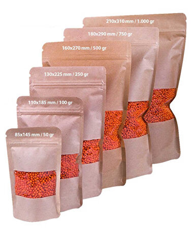 Kilitli Doypack Kraft Pencereli 25x34x6 Cm 500 ADET