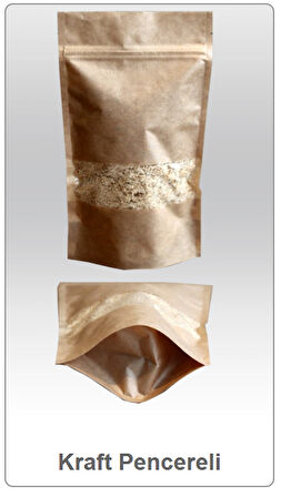 Kilitli Doypack Kraft Pencereli 25x34x6 Cm 500 ADET