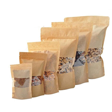 Kilitli Doypack Kraft Pencereli 25x34x6 Cm 500 ADET