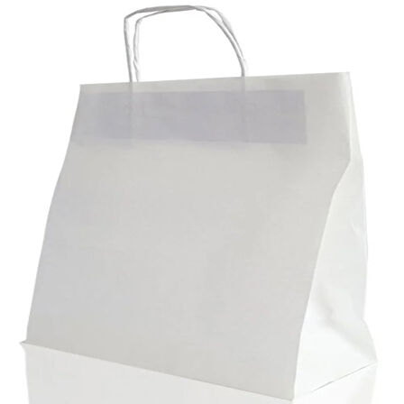 Çanta Beyaz Kraft 38x36x25 Cm Burgu Sap 50 Adetli