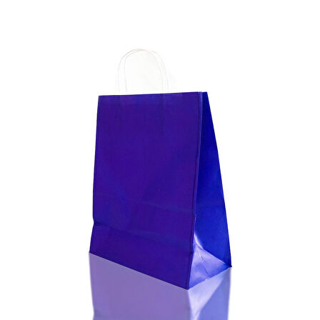 Çanta Beyaz Kraft 25x31x12 Cm Burgu Sap Lacivert ADET