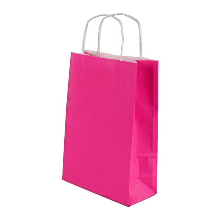 Çanta Beyaz Kraft 18x24x9 cm Burgu Sap Pembe 50 ADET