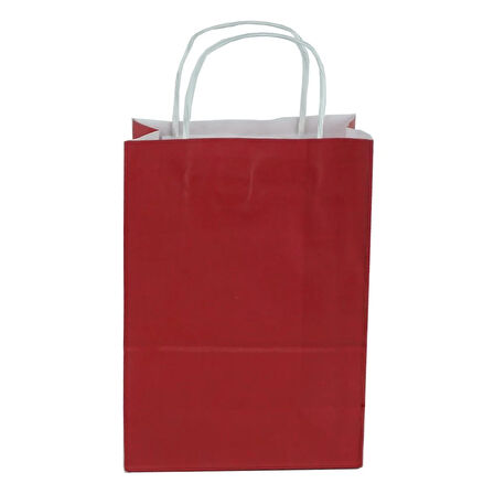Çanta Beyaz Kraft 25x31x12 Cm Burgu Sap Bordo 50 ADET