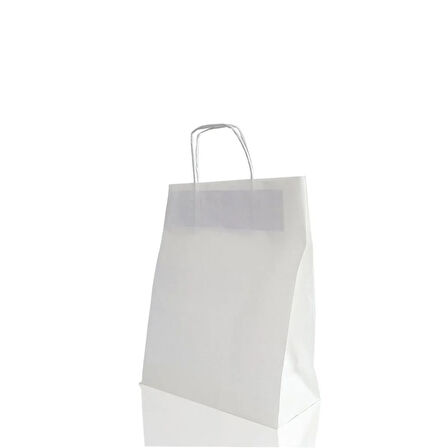 Çanta Beyaz Kraft 18x24x9 cm Burgu Sap Beyaz 50 ADET