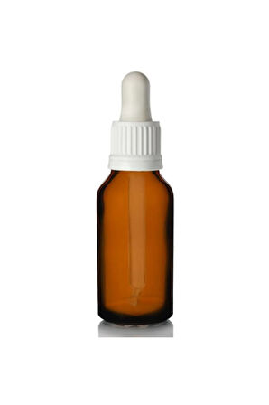 Amber dropper beyaz damlalık kapaklı cam şişe 20 ml 5 adet