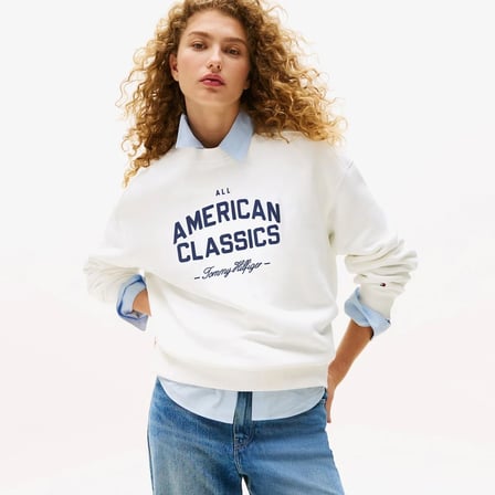 Tommy Hilfiger American Classic Kadın Beyaz Sweatshirt