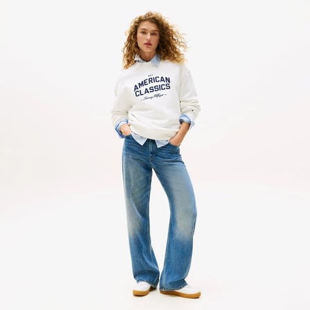 Tommy Hilfiger American Classic Kadın Beyaz Sweatshirt