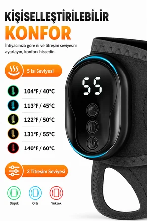Isıtmalı El Bilek Masaj Aleti 5 Isı Kademeli Titreşimli Masaj Pedi 1800mAh Auhma AMG40 LCD Ekran
