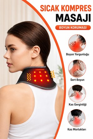 Isıtmalı Boyun Masaj Aleti 5 Isı Kademe Titreşimli Masaj Terapi Kas Rahatlatıcı 1800mAh Auhma AMG41