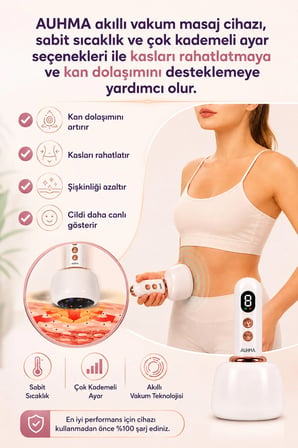 Vakumlu Kupa Çekme Sırt Bel Bardak Çekme Isı Destekli Aleti Masaj Terapi Cihazı 1200mAh Şarlı