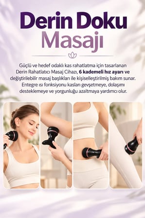 Isı Terapili Derin Doku Kas Masaj Tabancası 6 Kademe Kablosuz Şarjlı Masaj Aleti