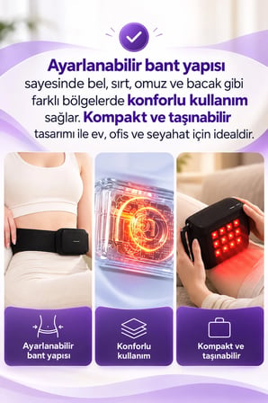 Kırmızı Işık Isı Terapi Giyilebilir Sırt Masajı Aleti Ayarlanabilir Bantlı Titreşimli Isı Terapi
