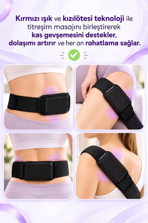 Kırmızı Işık Isı Terapi Giyilebilir Sırt Masajı Aleti Ayarlanabilir Bantlı Titreşimli Isı Terapi
