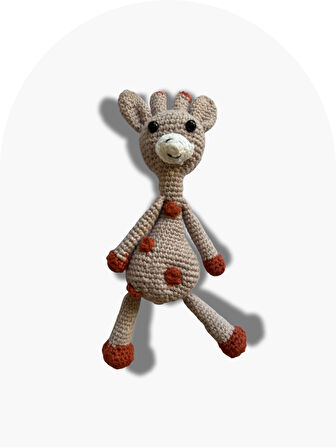 Amigurumi Zürafa Uyku Arkadaşı, Çıngıraklı Diş Kaşıyıcı ve Emzik Zinciri, Yenidoğan Set, Hoşgeldin Bebek