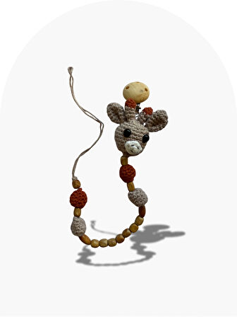 Amigurumi Zürafa Uyku Arkadaşı, Çıngıraklı Diş Kaşıyıcı ve Emzik Zinciri, Yenidoğan Set, Hoşgeldin Bebek