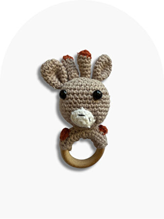 Amigurumi Zürafa Uyku Arkadaşı, Çıngıraklı Diş Kaşıyıcı ve Emzik Zinciri, Yenidoğan Set, Hoşgeldin Bebek