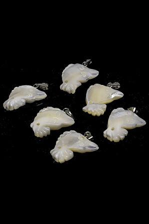 Sertifikalı Yunus Balığı Kesim Doğal Sedef Taşı Kolye