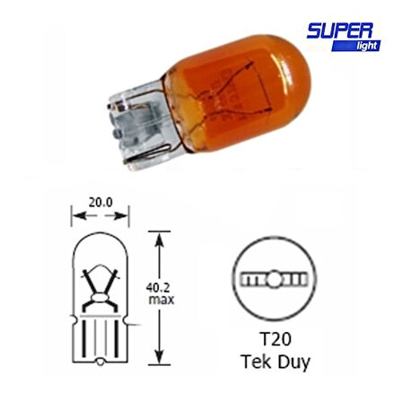 Super Light T20 Dipsiz Turuncu Park Ampulü Tek Duy 1 Adet