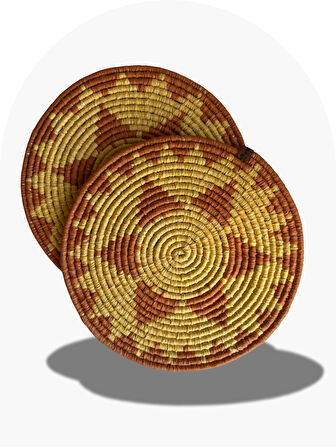 El Yapımı Modern Bohem Tasarım Amerikan Servis ve Bardak Altlığı,  2'li Takım