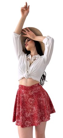 Krinkıl Şortlu Etek - KİREMİT