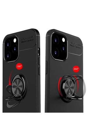 Newface Apple iPhone 12 Pro Max Kılıf Range Yüzüklü Silikon - Kırmızı