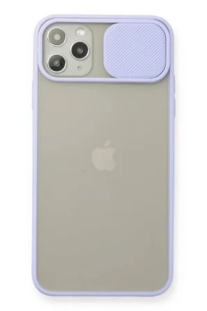 Newface Apple iPhone 11 Pro Max Kılıf Palm Buzlu Kamera Sürgülü Silikon - Lila