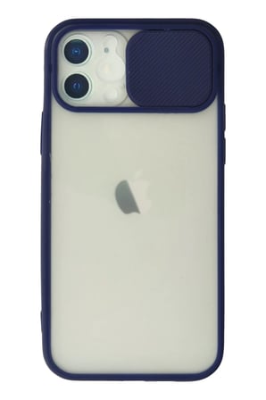 Newface Apple iPhone 12 Kılıf Palm Buzlu Kamera Sürgülü Silikon - Lacivert