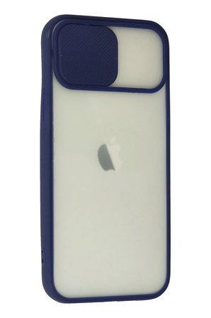 Newface Apple iPhone 12 Kılıf Palm Buzlu Kamera Sürgülü Silikon - Lacivert