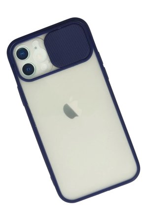 Newface Apple iPhone 12 Kılıf Palm Buzlu Kamera Sürgülü Silikon - Lacivert