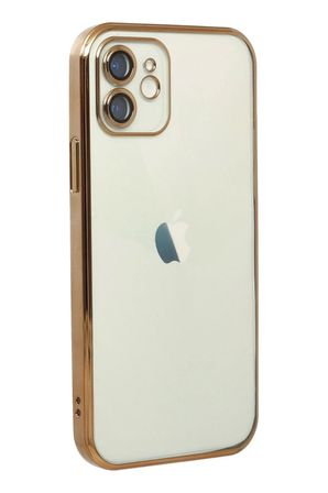 Newface Apple iPhone 12 Kılıf Razer Lensli Silikon - Gold