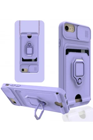 Newface Apple iPhone 6 Kılıf Zuma Kartvizitli Yüzüklü Silikon - Lila