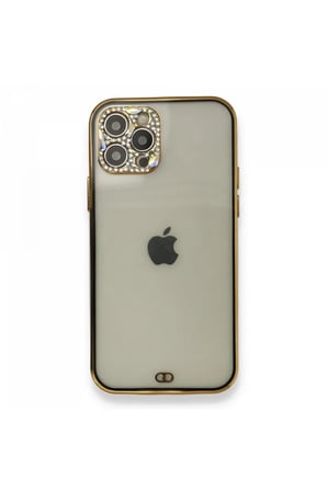 Newface Apple iPhone 12 Pro Kılıf Liva Taşlı Silikon - Siyah