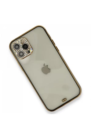 Newface Apple iPhone 12 Pro Kılıf Liva Taşlı Silikon - Siyah