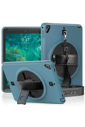 Newface Apple iPad 5 Air 9.7 Kılıf Strap-C Otterbox Tablet Kapak - Mavi