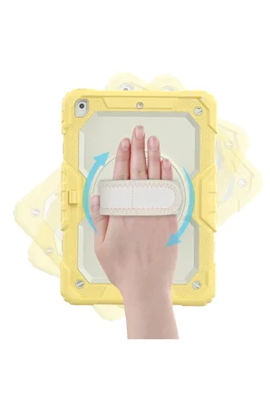 Newface Apple iPad 10.2 (7.nesil) Kılıf Strap New Tablet Kapak - Sarı