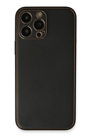 Newface Apple iPhone 13 Pro Max Kılıf Coco Deri Silikon Kapak - Siyah