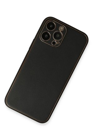 Newface Apple iPhone 13 Pro Max Kılıf Coco Deri Silikon Kapak - Siyah
