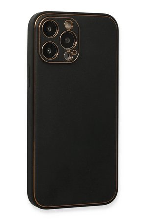 Newface Apple iPhone 13 Pro Max Kılıf Coco Deri Silikon Kapak - Siyah