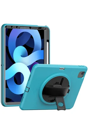 Newface Apple iPad 2022 10.9 (10.nesil) Kılıf Hand Strap Tablet Kılıfı - Turkuaz