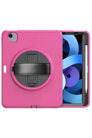 Newface Apple iPad 2022 10.9 (10.nesil) Kılıf Hand Strap Tablet Kılıfı - Pembe