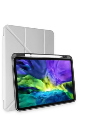 Newface Apple iPad Pro 11 (2024) Kılıf Kalemlikli Mars Tablet Kılıfı - Gri