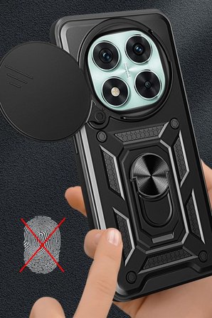 Newface Xiaomi Redmi Note 14 Pro 5G Kılıf Pars Lens Yüzüklü Silikon - Yeşil