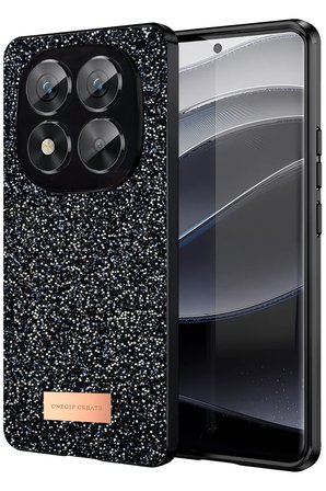 Onegif Xiaomi Redmi Note 14 Pro 5G Bright Simli Kapak - Siyah