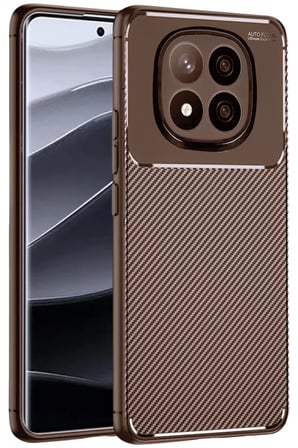 Newface Xiaomi Redmi Note 14 Pro Plus Kılıf Auto Focus Karbon Kapak - Kahverengi