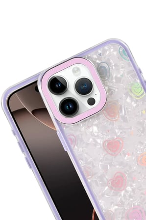 Newface Apple iPhone 15 Pro Max Lumi Desenli Kapak - Mor