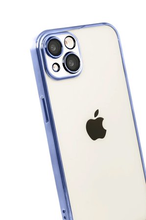 Newface Apple iPhone 15 Razer Lensli Silikon - Açık Mavi