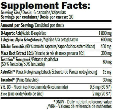 Amix Performance Tribulus+Maca+Arginine+Daa Aspartic acid TestoXT Booster 120 Caps