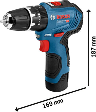Bosch Professional GSB 12V-30 Akülü Darbeli Delme Vidalama Makinesi + 39 parça vidalama seti (12 Vo